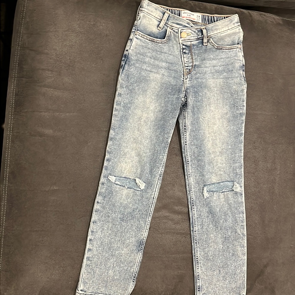 Abercrombie kids girls high rise ankle straight slim jeans size 11/12